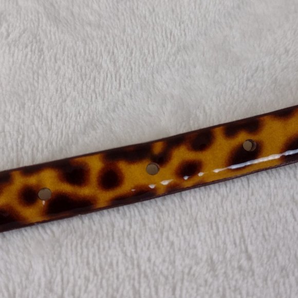 J. Crew Faux Tortoise Shell Narrow Leather Belt Medium - Picture 7 of 8